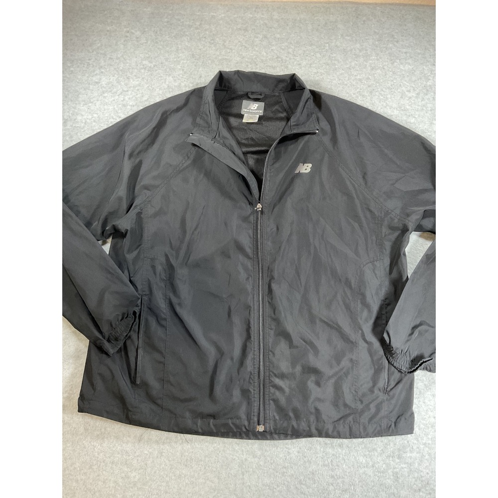 New Balance Mens XL Black Full Zip Mesh Lined Windbreaker Running Jacket 1867